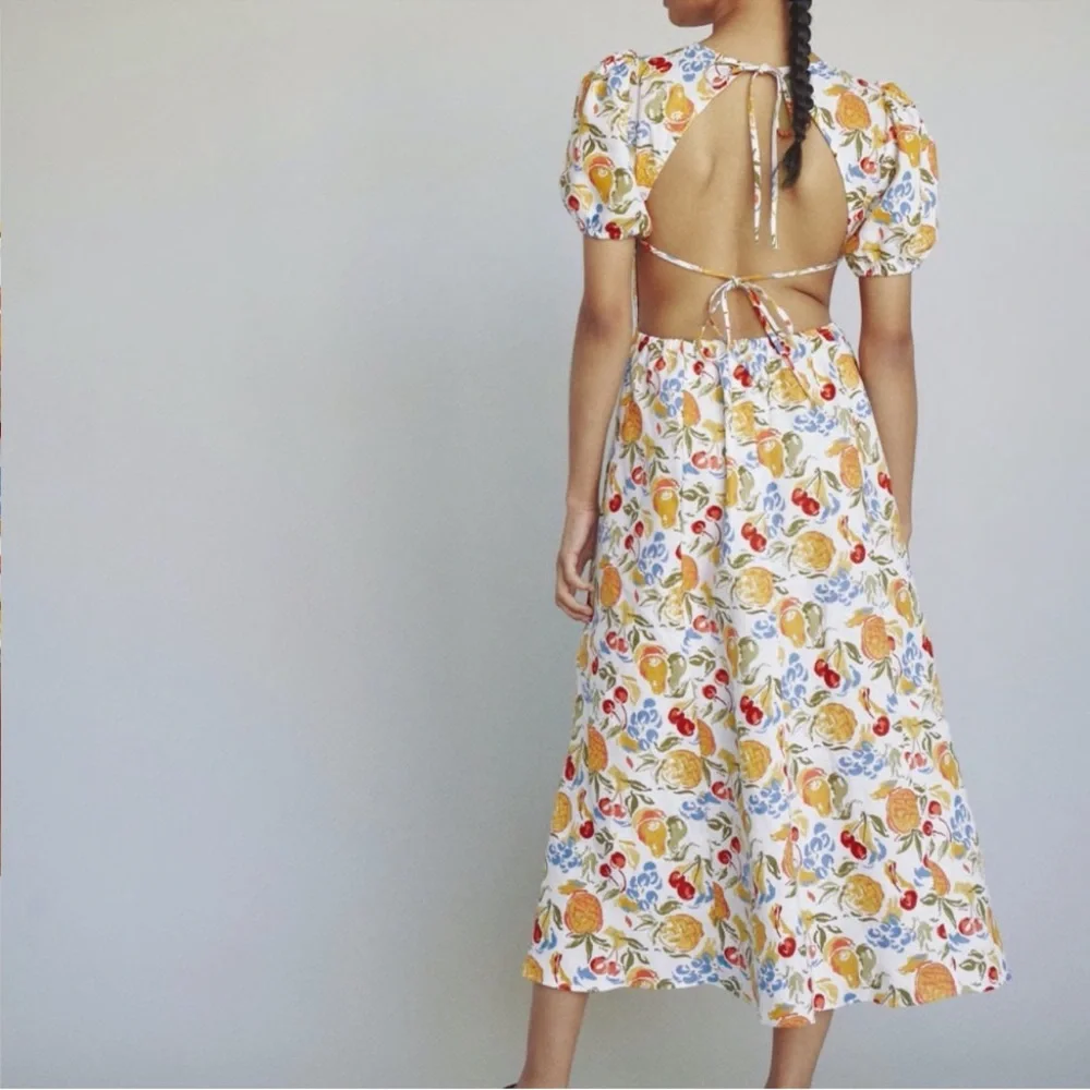 Reformation Anneliese Linen Dress in Fruit Cocktail - Picture 5 of 13